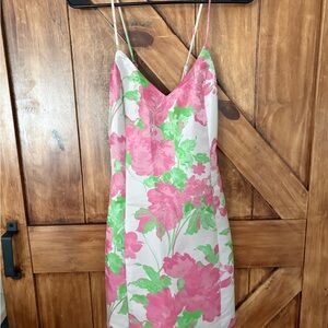 Lulu's Pink and Green Floral Dress M